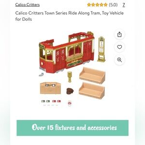 Calico Critters Town Series Ride Along Tram, Toy Vehicle for Dolls